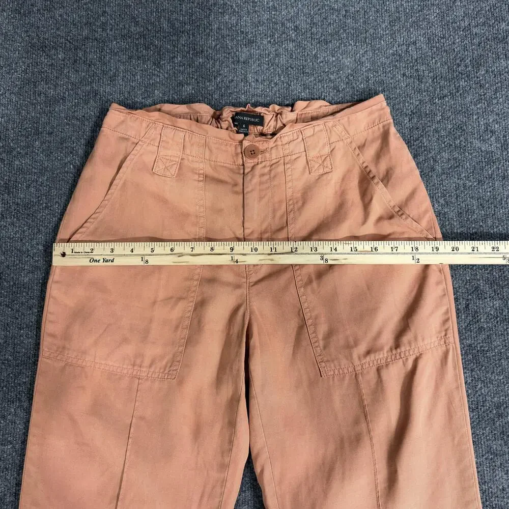 Banana Republic Pants Womens 6 Orange Cropped Utility Lyocell Linen Blend